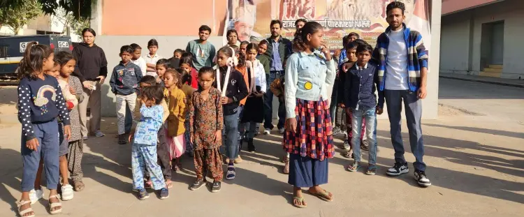 Volunteers with children